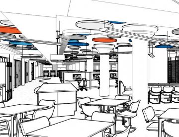 Office interior design rendering created with Building Information Management (BIM) system
