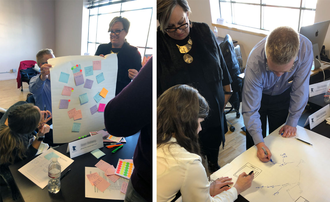 Branch of the Future workshop participants use design thinking to explore space and service options.