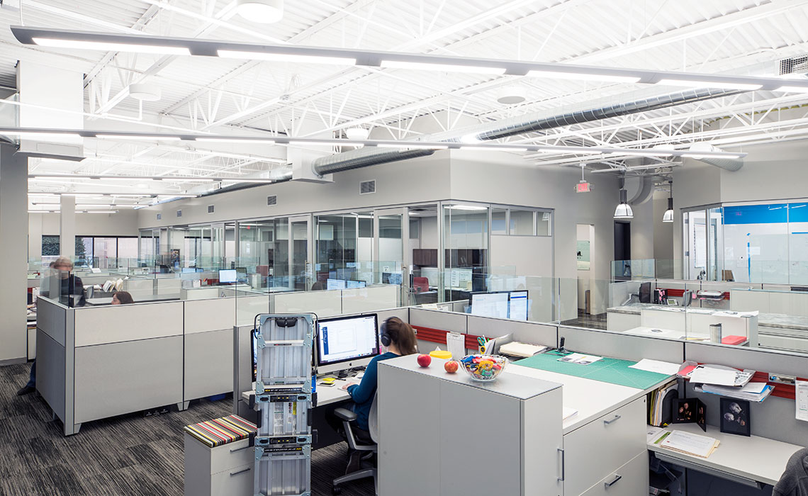 Open office interior design for Tricam Industries