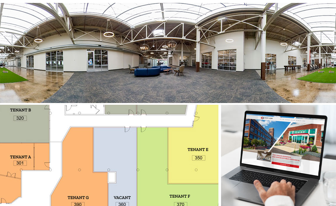360˚ space photos, stacking plan, and property website